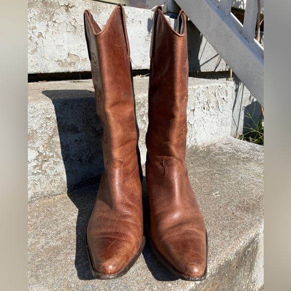 Naturalizer Leather Cowgirl Boots Brown Teal Floral Designs Women’s 9 - Picture 3 of 5